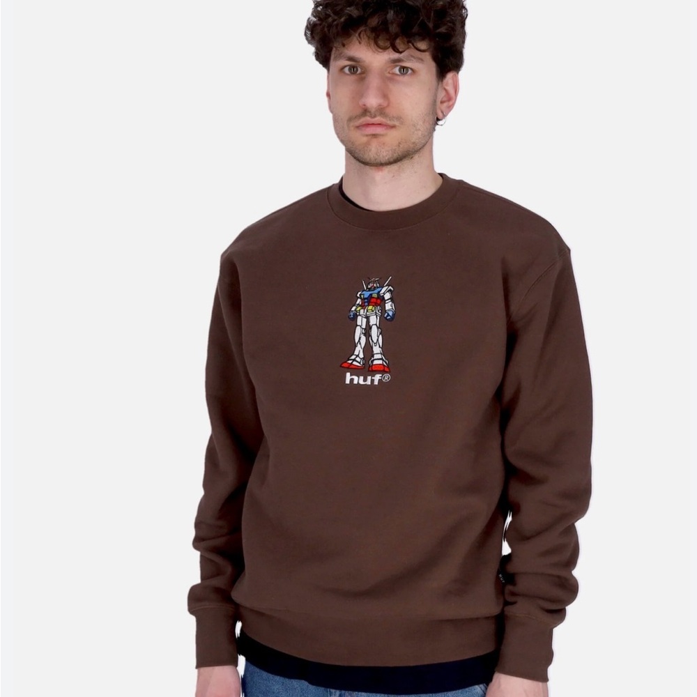 SOLD***HUF Brown Robot Graphic Crewneck Sweater